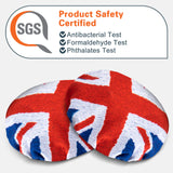 Geekria 2 Pairs Flex Fabric Headphone Covers (Product Safety Certified), Washable & Stretchable Sanitary Protectors Compatible with Over-Ear Headsets, Sweat-Resistant (M / England Flag)