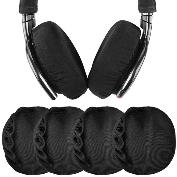 Geekria 20 Pairs Flex Fabric Headphones Ear Covers, Washable & Stretchable Sanitary Earcup Protectors for Over-Ear Headset Ear Pads, Sweat Cover for Warm & Comfort (M / Black)