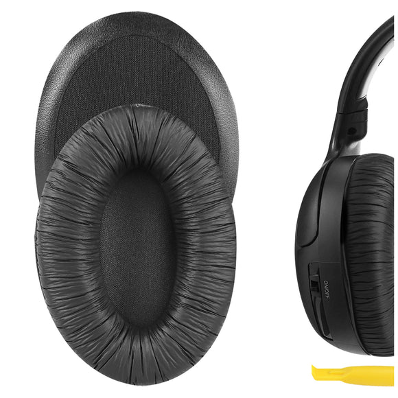 Geekria QuickFit Leatherette Replacement Ear Pads for Sennheiser HDR120 RS120 RS110 RS115 HDR110 HDR115 RS100 Headphones Ear Cushions, Headset Earpads, Ear Cups Cover Repair Parts (Black)