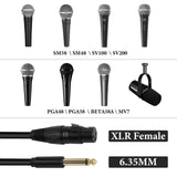 Geekria for Creators 6.35MM (1/4 Inch) to XLR Female Microphone Cable 10 ft / 3 M, Compatible with Shure MV7X, SM58-CN, SM57, SM7B, PGA48-QTR, PGA58-QTR, BETA 58A Balanced Mic Cord (Black)