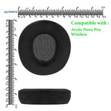 Geekria Comfort Velour Replacement Ear Pads for SteelSeries Arctis Nova Pro Wireless Headphones, Repair Parts (Black)