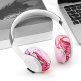 Geekria 2 Pairs Flex Fabric Headphones Ear Covers - Product Safety Certified - Washable & Stretchable Earcup Protectors for On-Ear Headsets, Sweat Pads for Gym, Meeting (Size S/ Pink Marble)