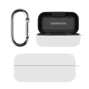 Geekria Carrying Case Cover Compatible with SENNHEISER Momentum True Wireless 2 Earbuds, Earphones Skin Cover, Protective Carrying Case with Keychain Hook, Charging Port Accessible (White)