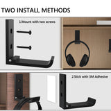 Geekria Foldable Wall Mount Headphones Holder, Headset Wall Hanger, Aluminum Wall Mount Hook, Hold Up to 1kg with 3M Tape, 20kg with Screws, Stand Come with Headband Protective Pad (Black / 5 Pcs)