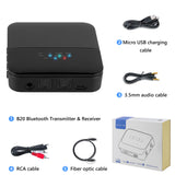 Geekria BT-B20 Bluetooth 5.0 Transmitter Receiver for TV Home Stereo Speakers with Volume Control HiFi Wireless Audio Adapter with AAC SBC & AptX HD/Low Latency for 2 Headphones (Optical RCA AUX)