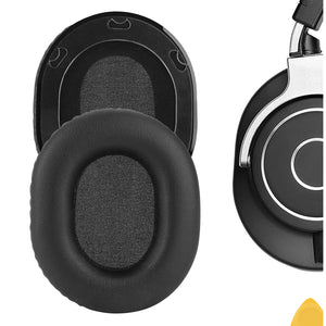 Geekria QuickFit Replacement Ear Pads for Audio-Technica ATH-M70X Headphones Ear Cushions, Headset Earpads, Ear Cups Cover Repair Parts (Black)