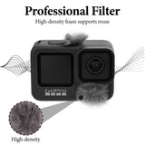 Geekria for Creators Microphone Wind Muff Compatible with GoPro HERO 13, 12, 11, 10, 9, 8 Action Camera, Dead Cat Windscreen Cover for Wind Noise Reduction, Outdoor Recording and Vlog (Grey)