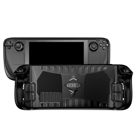 Geekria TPU Protective Case Compatible with Steam Deck Accessories Console, Shock-Absorption, Non-Slip, and Anti-Scratch Protector Gameing Accessories (Black)