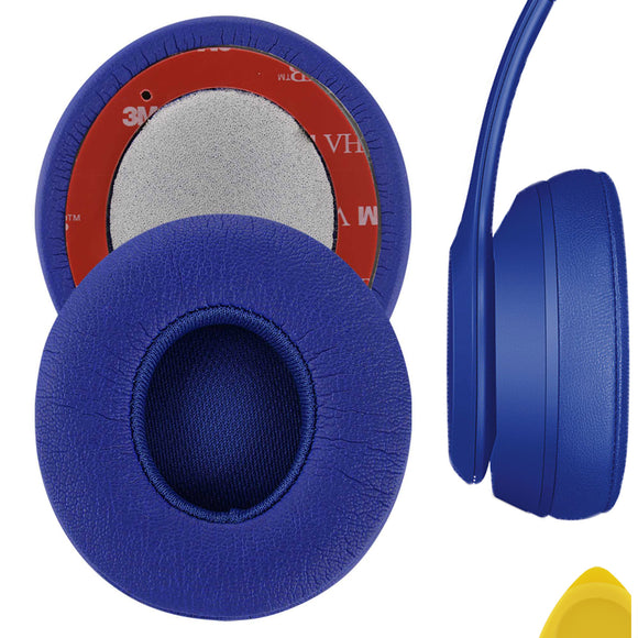 Geekria QuickFit Replacement Ear Pads for Beats Solo3 (A1796), Solo3.0 Wireless On-Ear Headphones Ear Cushions, Headset Earpads, Ear Cups Cover Repair Parts (Deep Blue)