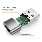 Geekria USB 3.1 to USB-C Data Sync & Charger Adapter for PC, Laptop, Tablet, Flash Disk, External Hard Drive, USB Male to TYPE-C Female Converter for Charging and Data Transmission (2 Pack)