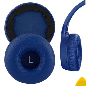 Geekria QuickFit Leatherette Replacement Ear Pads for JBL T600BTNC, Tune 600BTNC Headphones Ear Cushions, Headset Earpads, Ear Cups Cover Repair Parts (Blue)