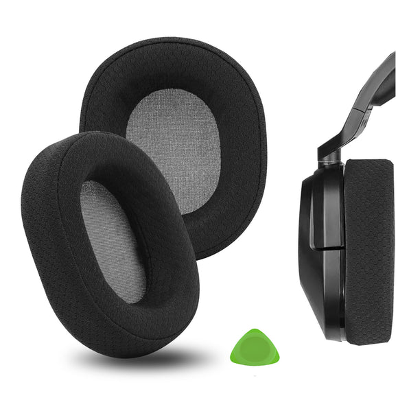 Geekria Comfort Mesh Fabric Replacement Ear Pads for Corsair HS65, HS55 Headphones Ear Cushions, Headset Earpads, Ear Cups Cover Repair Parts (Black)
