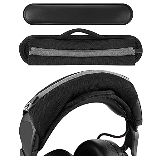 Geekria Large Hook and Loop Headband Cover + Headband Pad Set/Headband Protector with Zipper / DIY Installation No Tool Needed, Compatible with ATH, JBL, Razer, Sony, Sennheiser Headphones (Black)