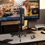 Geekria for Creators Tabletop Tripod Mic Stand, Desktop Mic Stand with Foldable Non-Slip Feet, Compatible with Behringer XM8500, C-1, CAD Audio GXL2200, U49, Marantz Pro MPM-1000, Nady SCM-1000