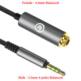 Geekria 3.5mm (1/8'') Balanced Male to 4.4mm Balanced Female Adapter Cord/5 Cores Conversion Audio Cable, Headphones Plug Adapter, Aluminum Alloy Audio Plug, PP Yarn Braided Upgrade Cable (14cm)