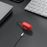 Geekria Silicone Case Cover Compatible with Sony WF-1000XM5 True Wireless Earbuds, Protective Earphones Skin Cover with Keychain Hook, Charging Port Accessible (Red)