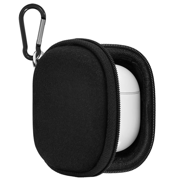 Geekria Shield Earbuds Case Compatible with Technics, Google, TOZO, JLab, Replacement Hard Shell Travel Carrying Bag with Carabiner Clip (Black)