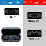 Geekria USB Earbuds Vegan Leather Fast Charger Cable Compatible with JayBird VISTA 2, JBD-VST-001, VISTA Charger, USB to USB-C Replacement Power Short Charging Cord (1ft / 30cm 2Pack)