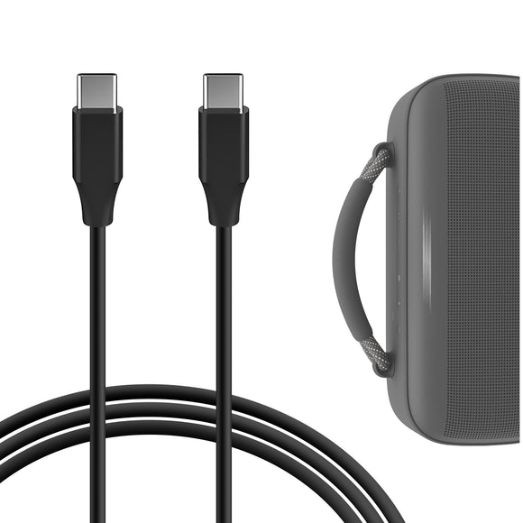 Geekria Type-C Speakers Charger Cable Compatible with Soundcore Boom 3i, Bose SoundLink Plus/Max/Flex, Beats Pill 2024, JBL Charge4 GO4 Clip6, USB-C Replacement Power Cord (4ft / 120cm)