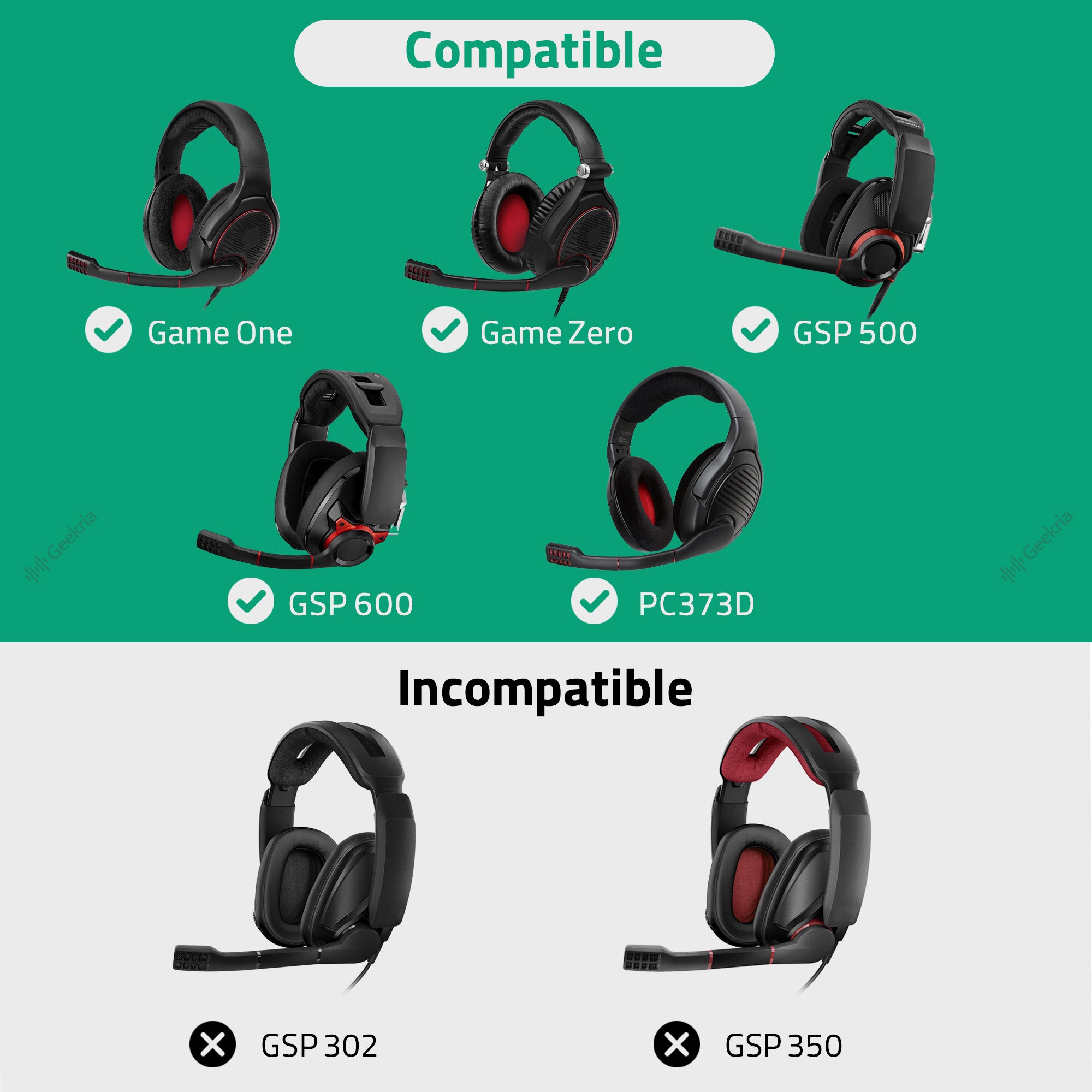 Geekria Audio Cable Compatible with Sennheiser Game One, Game Zero, PC