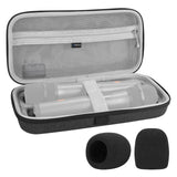 Geekria for Creators Wireless Microphone Case Compatible with JBL Wireless Two Microphone System, with 2 Packs Mic Foam Cover, Holds 2 Mics, Receivers, Adapters, AA Batteries (Dark Gray)