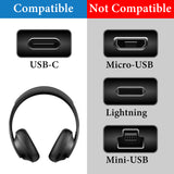 Geekria Type-C Headphones Short Charger Cable Compatible with Bose QuietComfort, SoundLink Plus, QC Ultra/45, 700, Ultra Open Earbuds, USB to USB-C Replacement Charging Cord (1ft / 30cm)