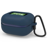 Geekria Silicone Case Cover Compatible with JBL Live Buds 4, Protective Earbuds Case with Locking Aluminum Carabiner, Charging Port Accessible, Front LED Visible (Dark Blue)