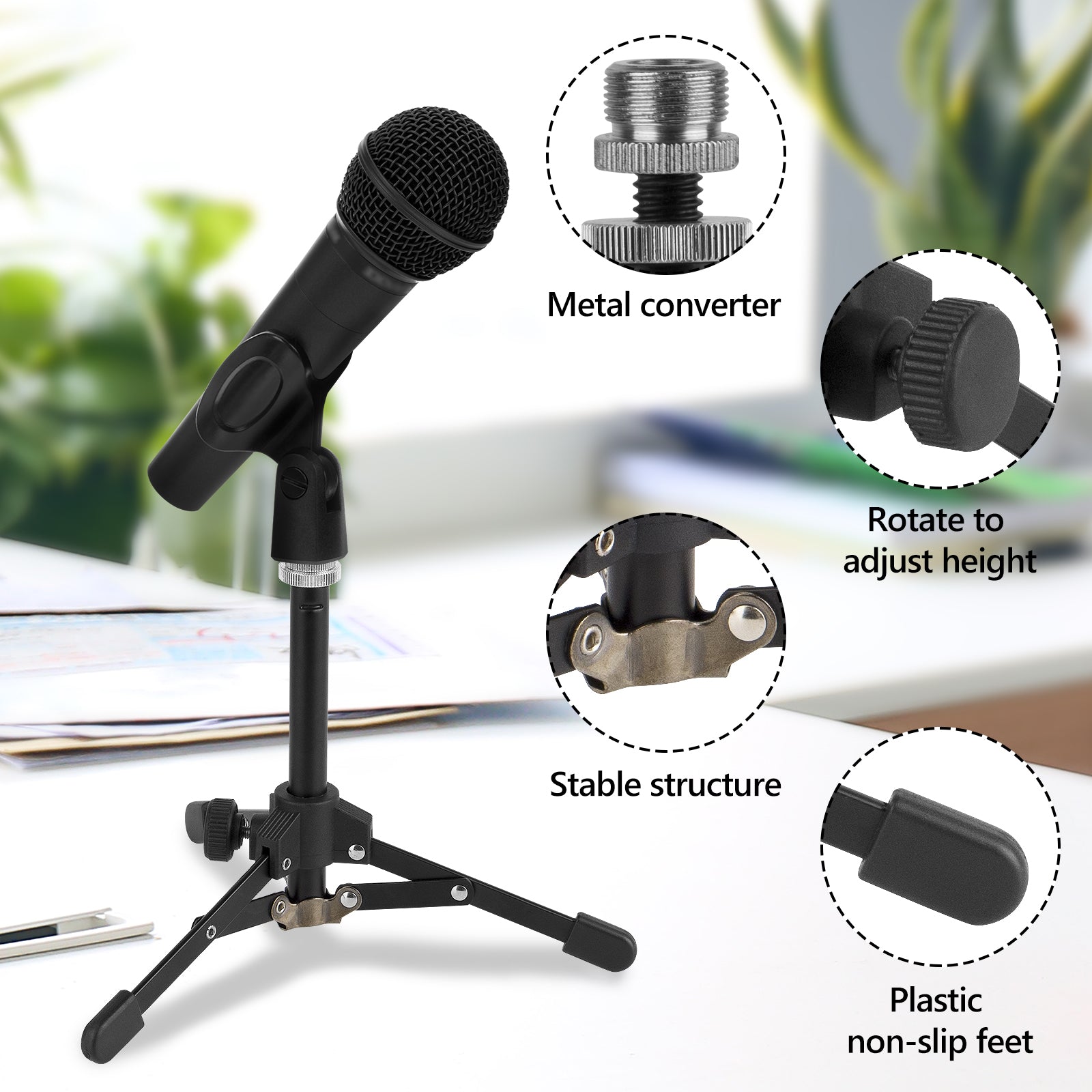 Geekria for Creators Tabletop Tripod Mic Stand Desktop Mic Stand with