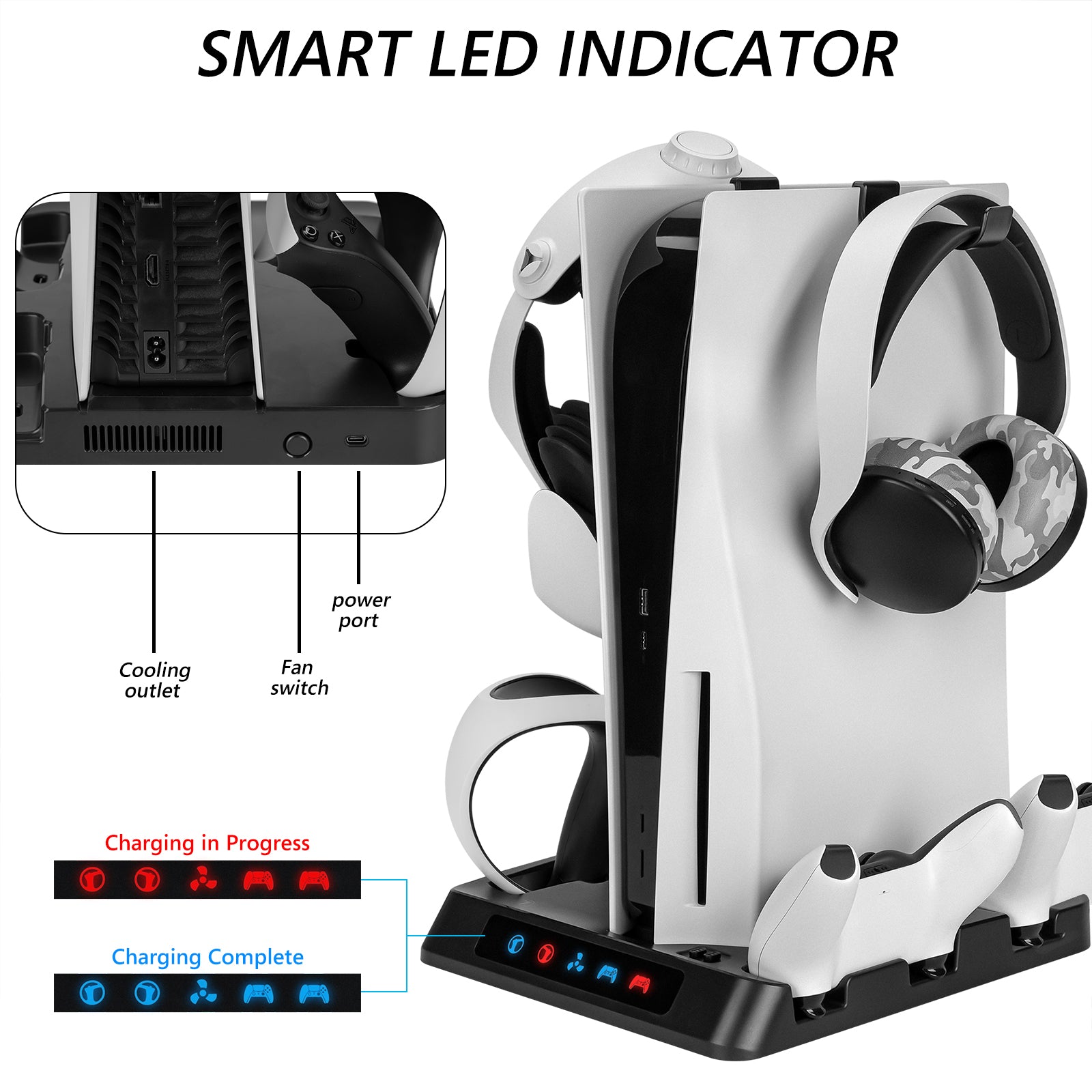 Geekria Charging Station Compatible with PSVR2, PS5