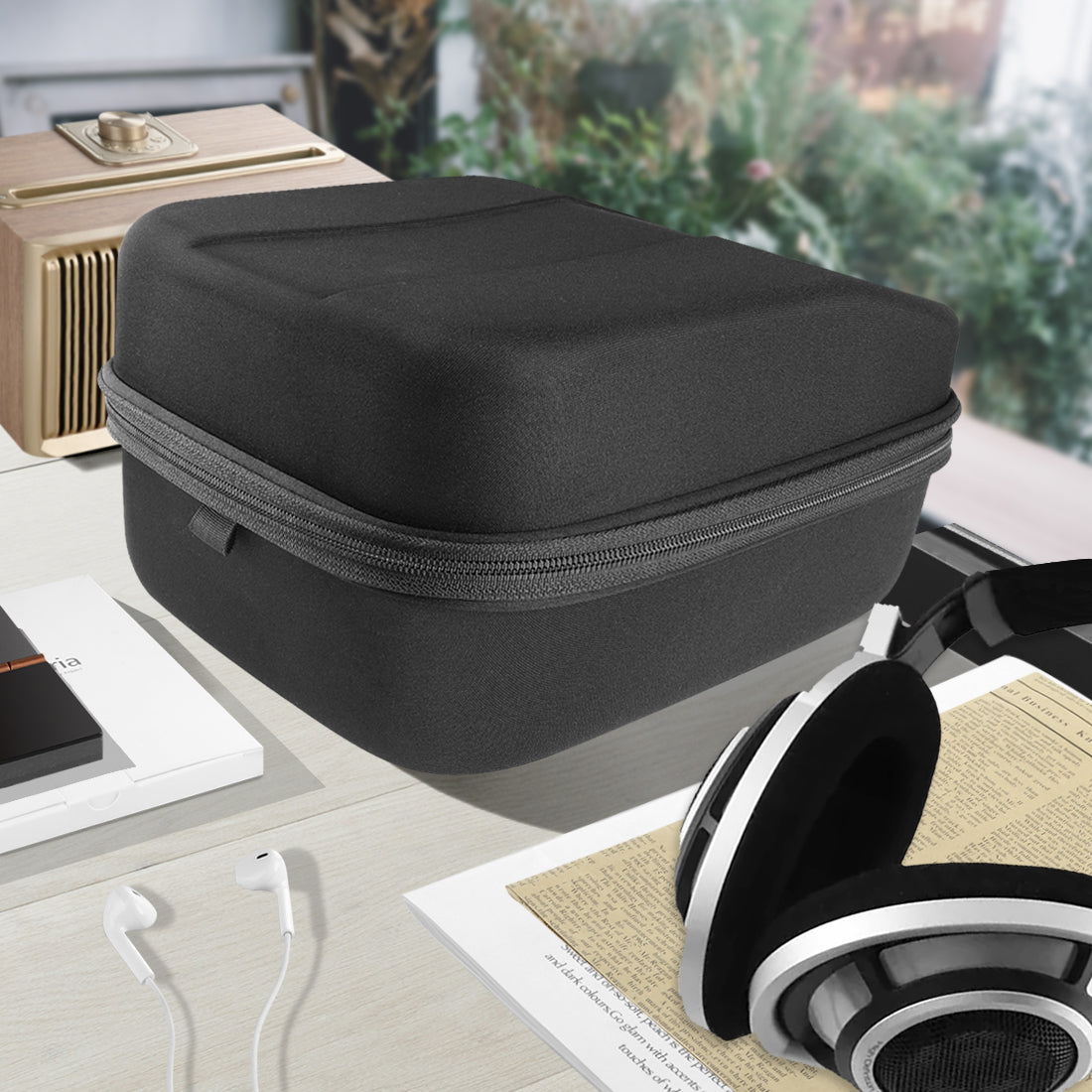 Geekria Hard Shell Case For Large Over-Ear Headphones - Protective Travel Bag With Cable Storage