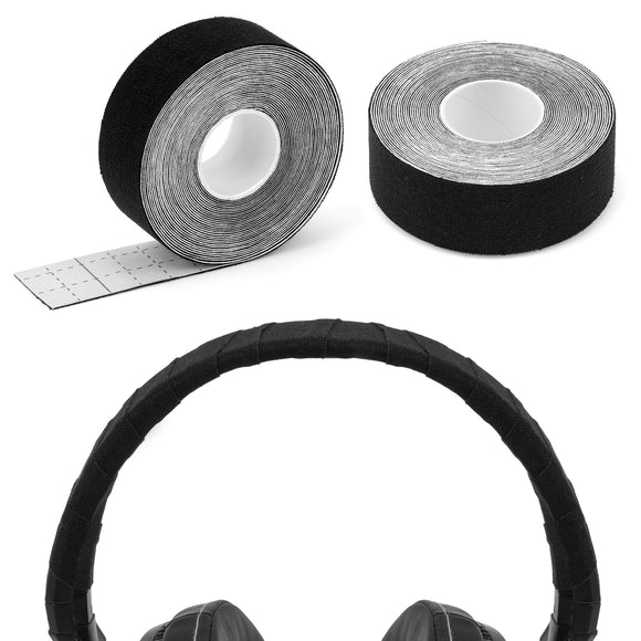 Geekria Headphones Headband Repair Wrap, Headset Head Cover Compatible with Sony WH-1000XM5, Skullcandy Crusher ANC, Soundcore Life Q20, Easy DIY Installation (Black/ 2 Pcs)
