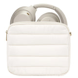 Geekria NOVA Headphones Pouch Compatible with Sony WH-1000XM6, WH-1000XM4, WH-1000XM3, WH-H900N, Soft Shell Replacement Protective Travel Carrying Bag with Cable Storage (White)