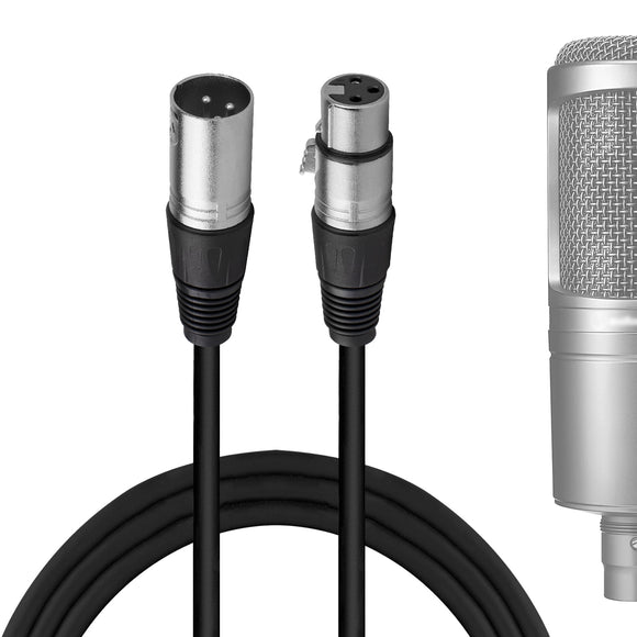 Geekria for Creators XLR Male to XLR Female Microphone Cable 10 ft / 3 M, Compatible with Audio-Technica ATH AT2020, AT2035, AT2021, AT2040, AT2005USB, ATR1500x Balanced Mic Cord (Black)