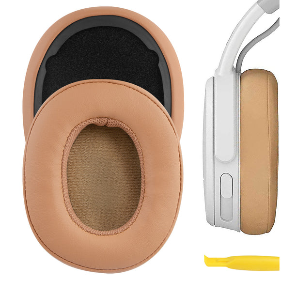 Geekria QuickFit Replacement Ear Pads for Skullcandy Crusher Wireless, Crusher Evo, Crusher ANC, Hesh 3, Hesh EVO, Hesh ANC, Venue ANC Headphones Ear Cushions, Headset Earpads, Ear Cups (Brown)