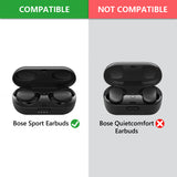 Geekria Silicone Case Cover Compatible with Bose Sport Earbuds True Wireless Earbuds, Earphones Skin Cover, Protective Carrying Case with Keychain Hook, Charging Port Accessible (Black)
