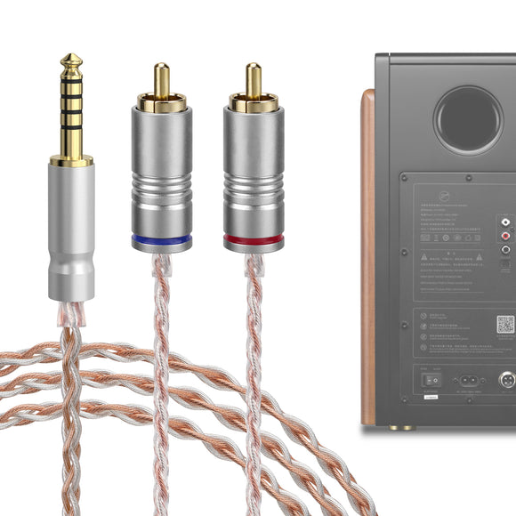 Geekria Apollo 4.4mm Balanced to Dual RCA Audio Cable, OCC Copper Silver-Plated Upgrade Cord, HiFi Stereo Interconnect for DAC AMP Headphone Amplifier Speaker Home Audio System (3.3ft/1m)