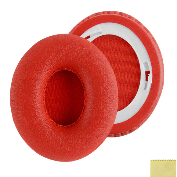 Geekria QuickFit Replacement Ear Pads for Beats SoloHD (810-00012-00) On-Ear Headphones Ear Cushions, Headset Earpads, Ear Cups Cover Repair Parts (Red)