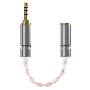 Geekria 2.5mm Balanced Male to 3.5mm (1/8'') Balanced Female Headphones Adapter, Copper and Silverplated Upgrade Cable Conversion Audio Dongle Cable (0.47feet)