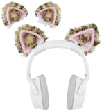 Geekria NOVA Headphone Beam Strap+Cat Ears Attachment Compatible with Bose, Sony, Skullcandy, Beats, Marshall Headphones, Easy DIY Installation, Comfortable & Stylish (Leopard Print + Pink)