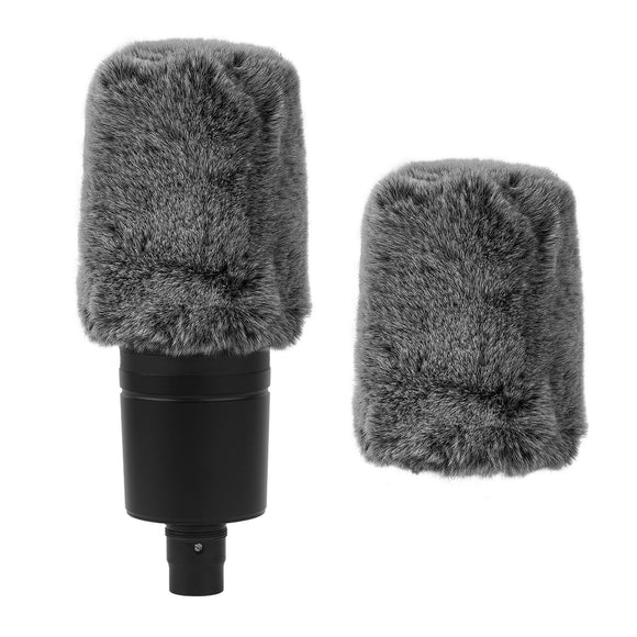 Geekria for Creators Furry Windscreen Compatible with Audio-Technica AT2020, AT2020USB, AT2035, AT4040 Mic DeadCat Wind Cover Muff, Windbuster, Windjammer, Fluff Cover Windshield (Grey / 2 Pack)