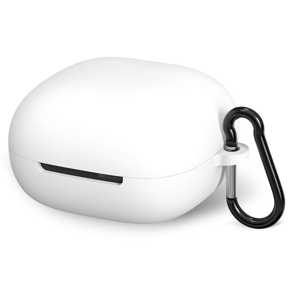 Geekria Silicone Case Cover Compatible with ATH-CKS50TW2 True Wireless Earbuds, Protective Earphones Skin Cover with Keychain Hook, Charging Port Accessible (White)