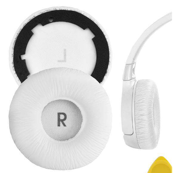 Geekria QuickFit Leatherette Replacement Ear Pads for JBL T600BTNC, Tune 600BTNC Headphones Ear Cushions, Headset Earpads, Ear Cups Cover Repair Parts (White)