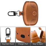 Geekria Vegan Leather Case Cover Compatible with Sony WF-1000XM4 True Wireless Earbuds, Earphones Skin Cover, Protective Carrying Case with Keychain Hook, Charging Port Accessible (Brown)