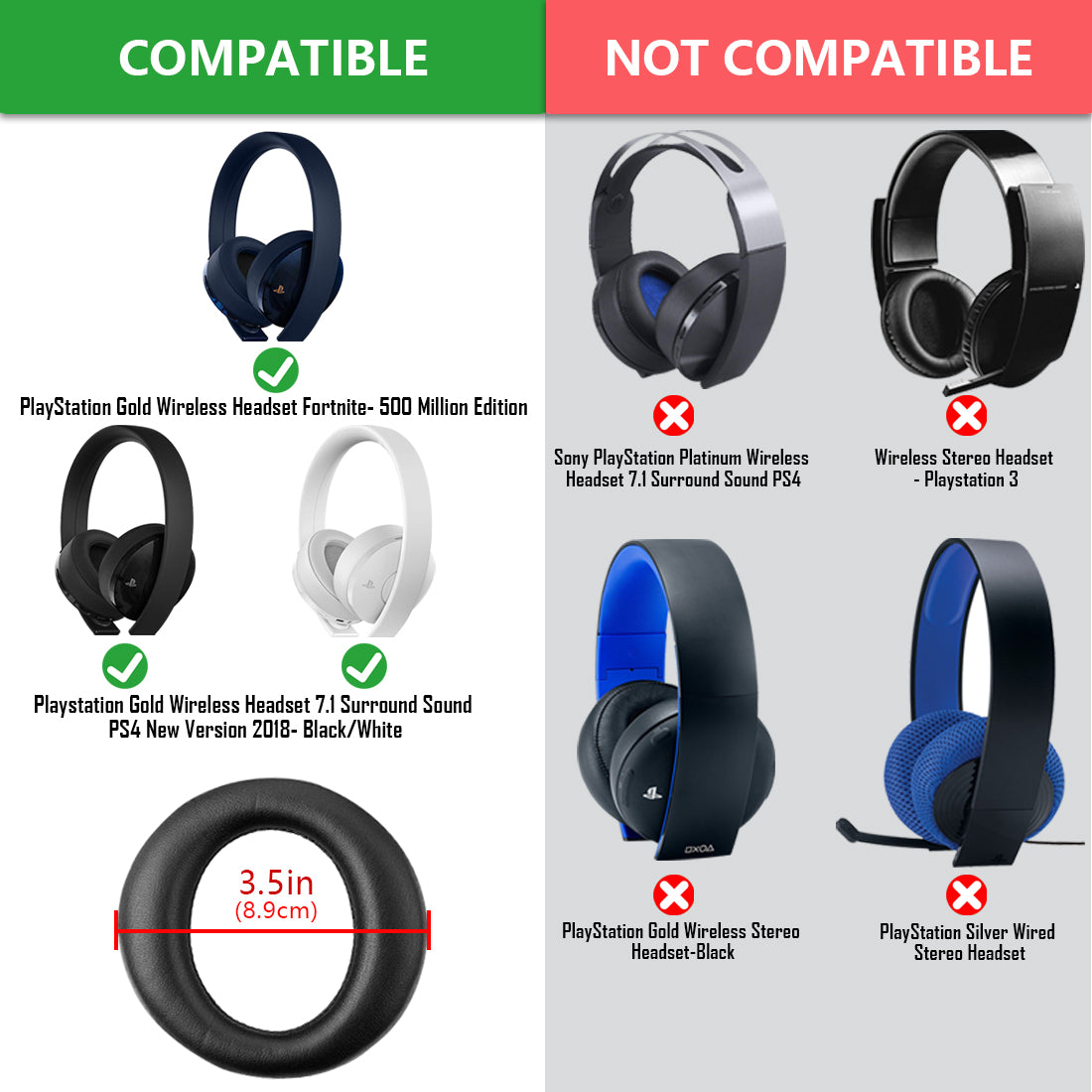 Ear Pads Ps4 Wireless Headset Adapter Replacement Geekria QuickFit