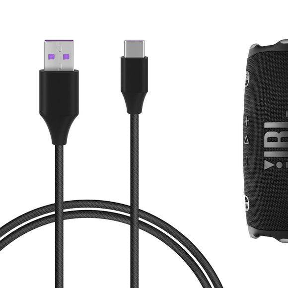Geekria USB Audio Cable Compatible with JBL CHARGE 6 Speaker, Sound Transmission and Charging, USB-C Replacement Cord, For Computers, Laptops, PC, Tough Nylon Braided, Rugged (4ft/120cm)
