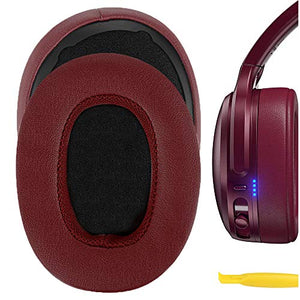 Geekria QuickFit Replacement Ear Pads for Skullcandy Crusher Wireless Crusher Evo Crusher ANC Hesh 3 Headphones Ear Cushions, Headset Earpads, Ear Cups Cover Repair Parts (Deep Red)