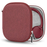 Geekria Shield Headphones Case Compatible with Sony WH-CH520/CH510, AKG Y50BT, JBL Tune 510BT, Replacement Hard Shell Travel Carrying Bag with Cable Storage (Red)