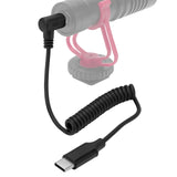 Geekria for Creators USB C to 3.5mm TRS Microphone Coiled Cable 20 inch / 50 CM, Compatible with Rode VideoMicro, VideoMic GO II, Wireless GO II, Mic Cord for Vlog and Podcast (Black)