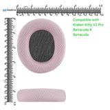 Geekria Comfort Mesh Fabric Replacement Ear Pads for Razer Kraken Kitty V2 Pro, Barracuda, Barracuda X Headphones Ear Cushions, Headset Earpads, Ear Cups Cover Repair Parts (Pink)