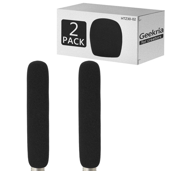 Geekria for Creators Foam Windscreen for 3/4'' Diameter Microphones, Antipop Foam Cover, Mic Wind Cover, Sponge Foam Filter Compatible with Sennheiser MKH 416-P48U3 (8 Inch / 2 Pack)